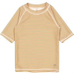 Wheat swim T-shirt Jackie SS - Golden green stripe
